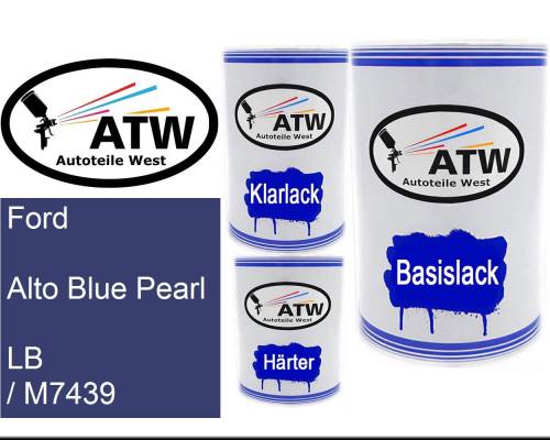 Ford, Alto Blue Pearl, LB / M7439: 500ml Lackdose + 500ml Klarlack + 250ml Härter - Set, von ATW Autoteile West.